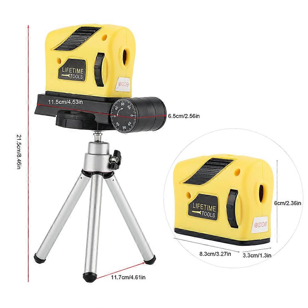 Laser Spirit Level Point Line Cross 21.5cm Yellow with Tripod Stand