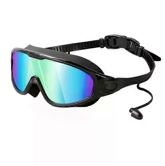 Lunettes de natation Warddefend plaquées or noir, lunettes de natation anti-buée et UV à vue large, pas de fuite de natation
