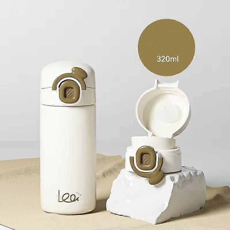 10.8 oz/320ml Vacuum-Insulated Stainless Steel Water Bottle with Secure Lid, Leak-Proof-White