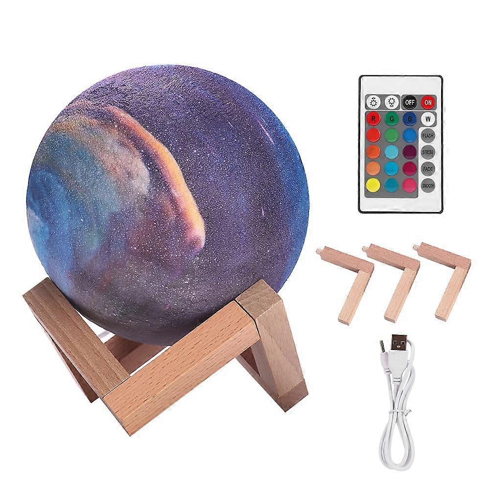 USB Charging 3D Printed Moon LED Night Lamp with Starry Sky Design, Color Changing, Home Decor, Bedroom Light