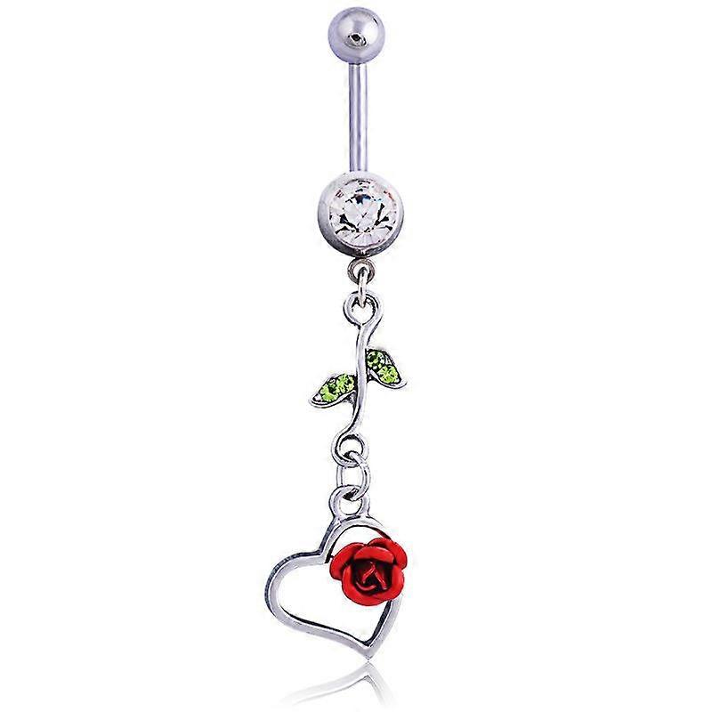 1pcs Body Punk Romantic Rose Heart Dangle Belly Button Ring