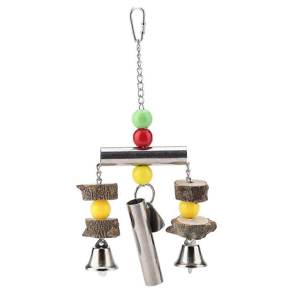 لعبة مضغ الطيور الببغاوات قفص لدغة اللعب الأليفة الطيور مضغ لعبة معلقة مع أجراس غير القابل للصدأ