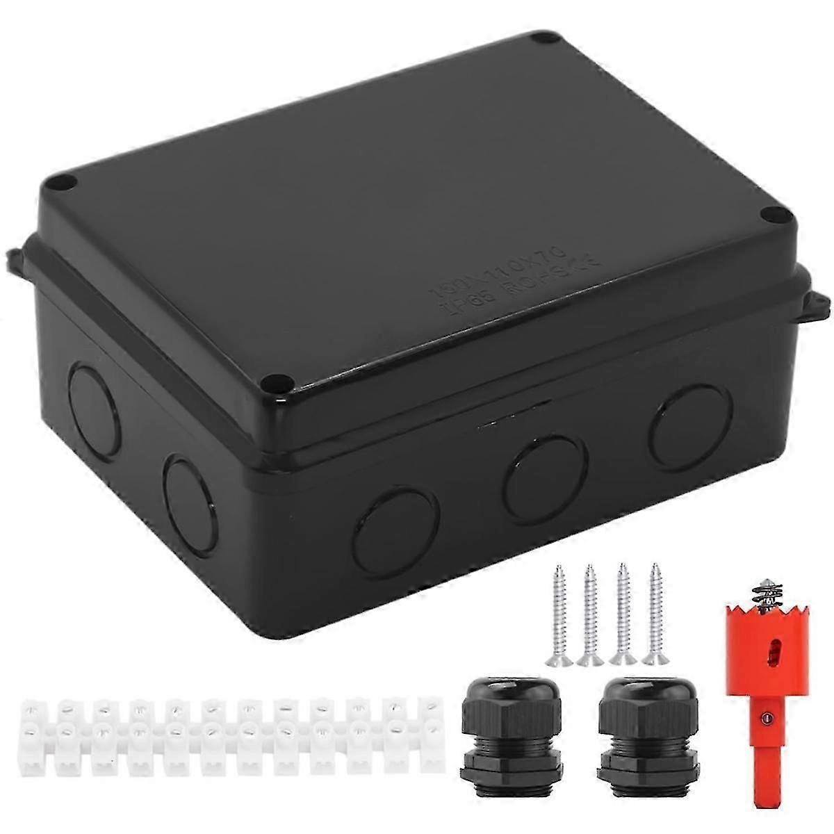 Electrical Box, Outdoor Waterproof Box IP65 Junction Box with Reserved Holes,Project Box Power Cord Edition a
