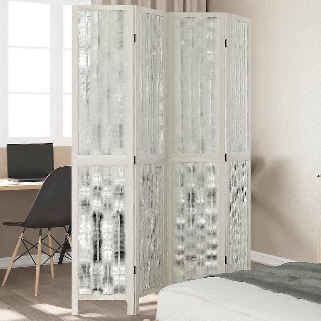 4 pcs. Room divider white solid wood Paulownia