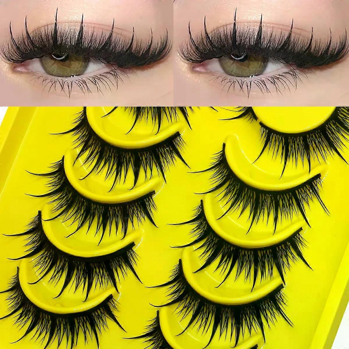 GROINNEYA مانجا رموش عين القط رموش 3D رموش صناعية طبيعية رقيق ناعم صليب ناعم ويسبي طبيعي رمش تمديد مكياج