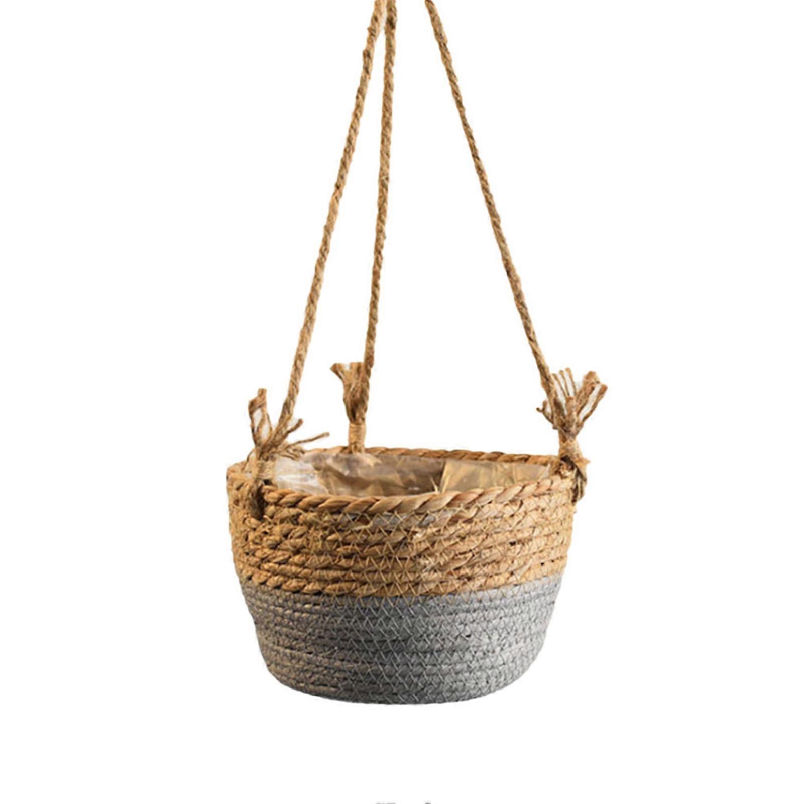 Woven Flower Basket Rustic Retro Style Brown Color Decorative Multi Purpose Straw Basket for Office Party Home