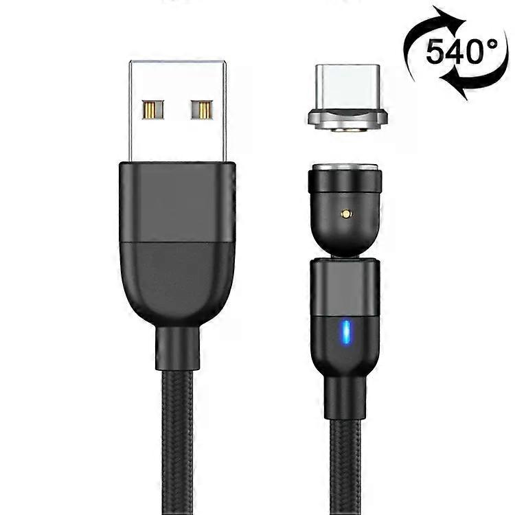 USB-C Magnetic Charging Cable-2m,3A,540 Rotating,Black-Black