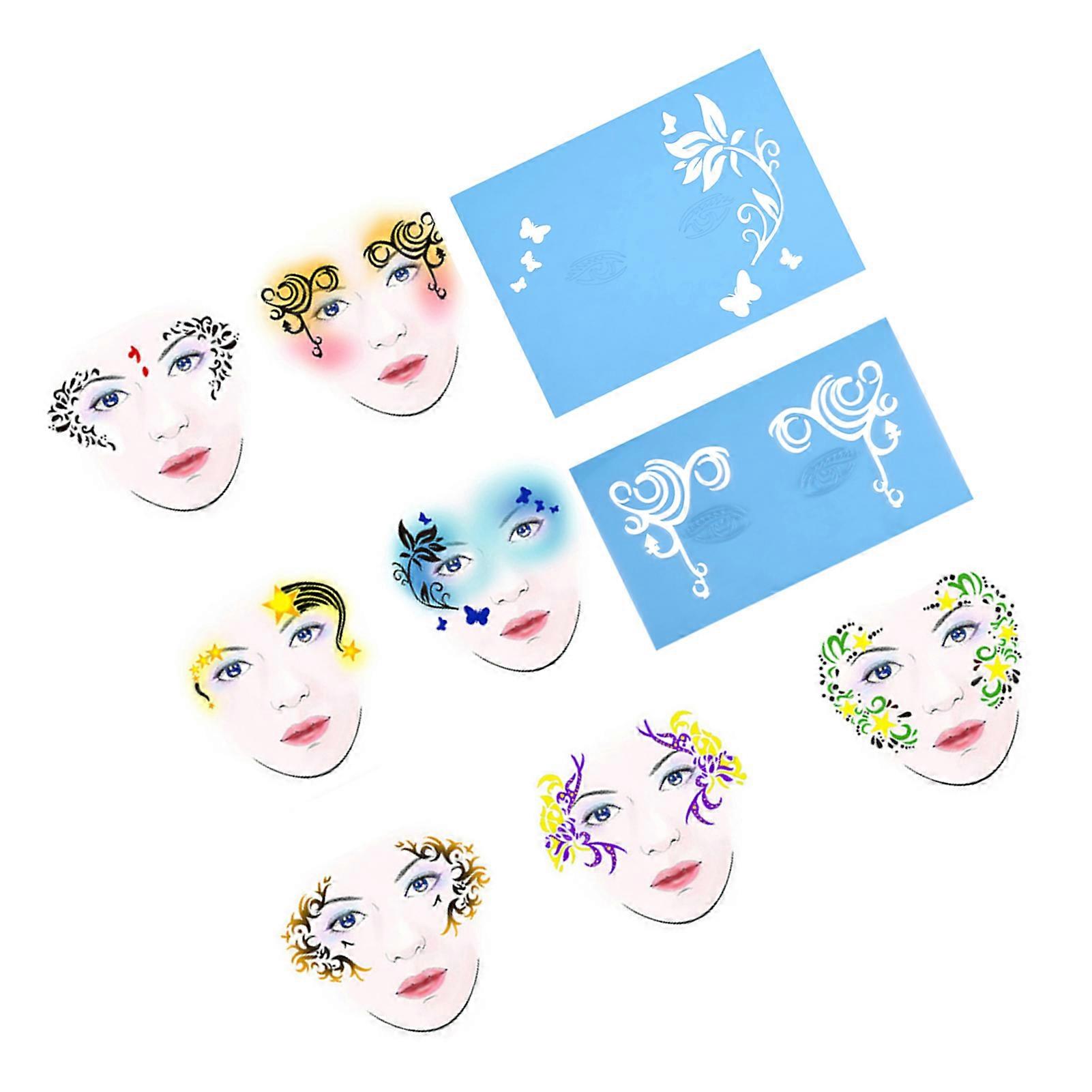 7 Styles Face Paint Stencils Set, 13pcs, Reusable 20.5x17cm