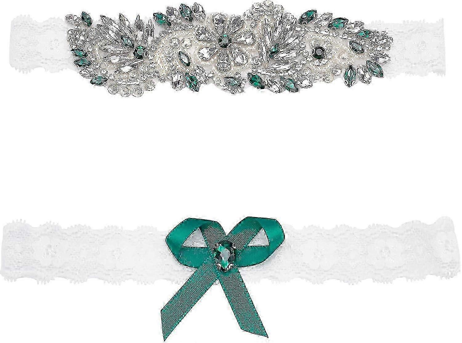 2 יחידות תחרה בירית כלה ריינסטון חתונה בירית כלה סט בירית ריינסטון