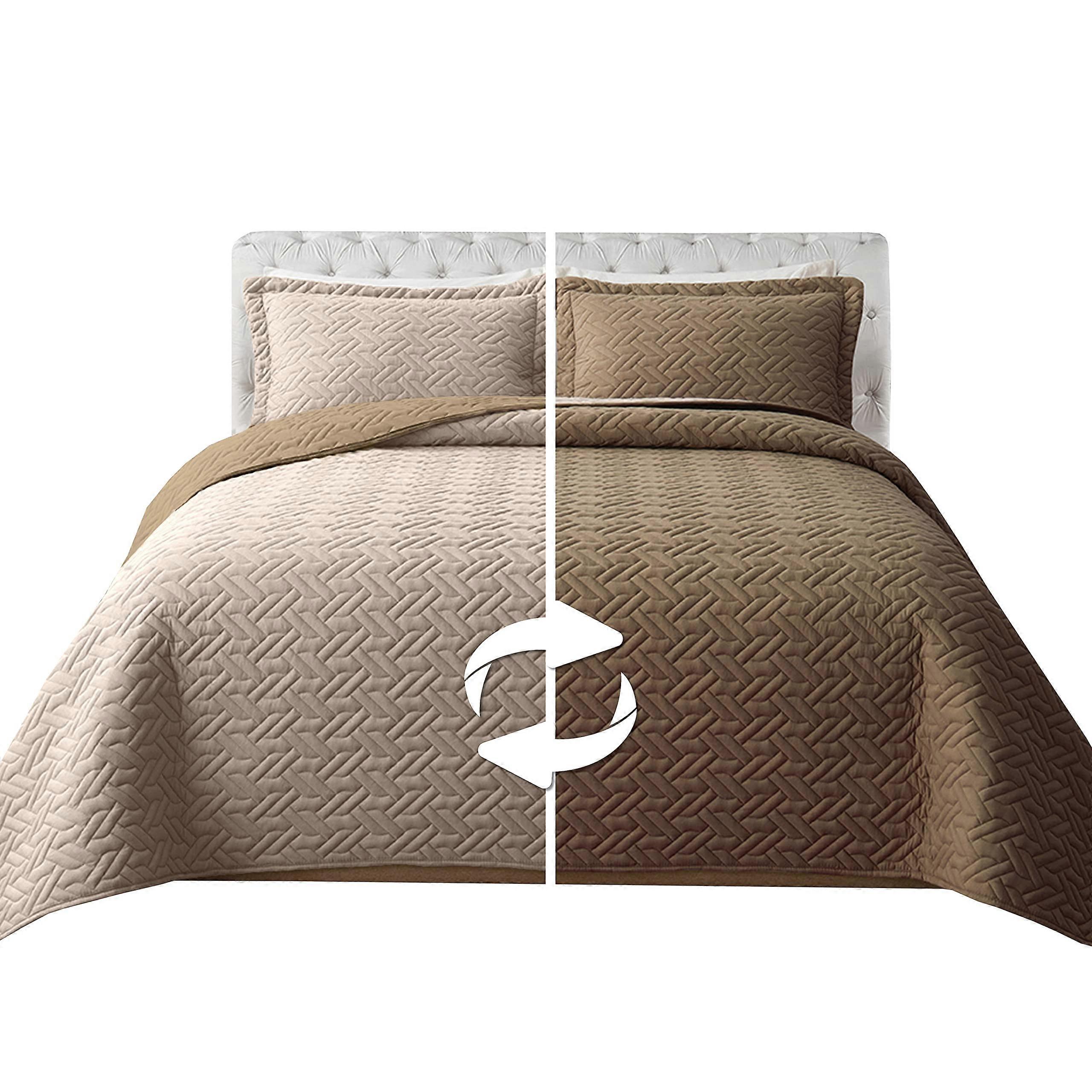 3 Piece Quilted Reversible Exquisite Majestic Stitching All Season Heavy Weight Ultra Soft Premium Bedspread Coverlet Set King Size
