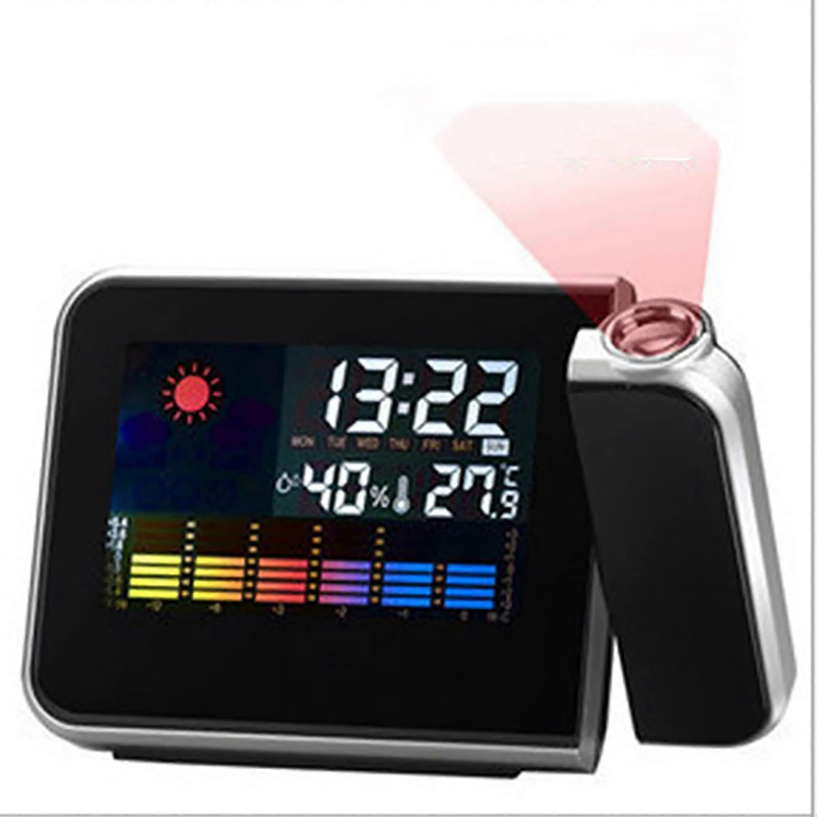 Projecting alarm clock, multifunction LED Electronic Weather Estimated Digital Alarm Clock, White (Color)