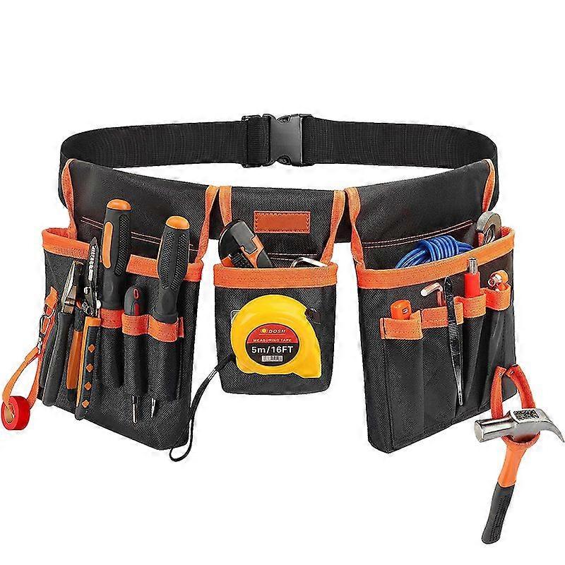 Black Double Pocket Tool with Belt Bag Hardware Tools Storage Small Bag Electrician Tool Kit Multifunctional Repair Kit