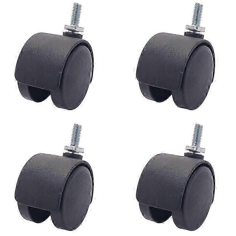 6mm Threaded 40mm Dual Wheel Rotatable Caster Black