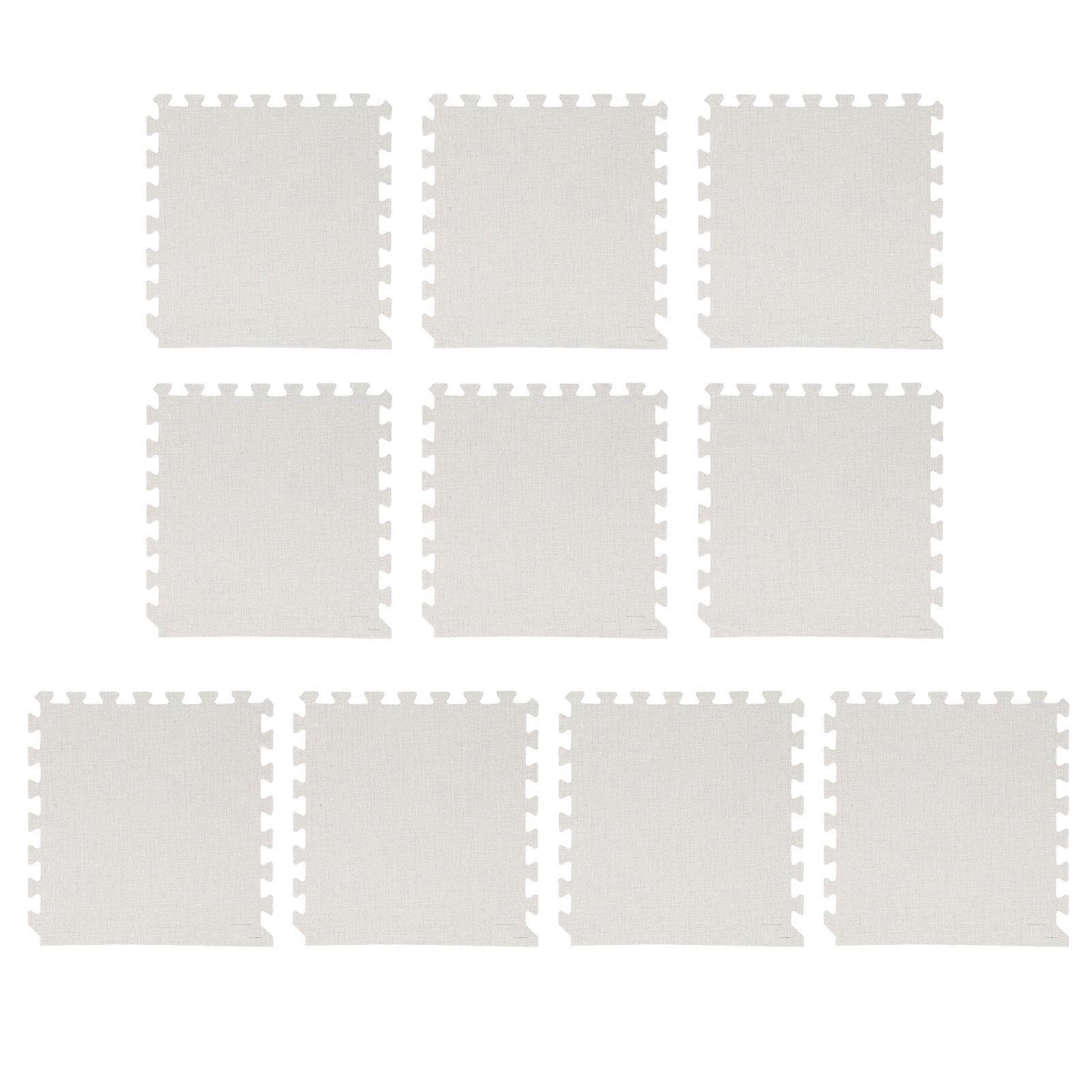 10pcs Cotton Linen Carpet Tiles Anti Slip Protection Soft Interlocking Floor Mat for Home