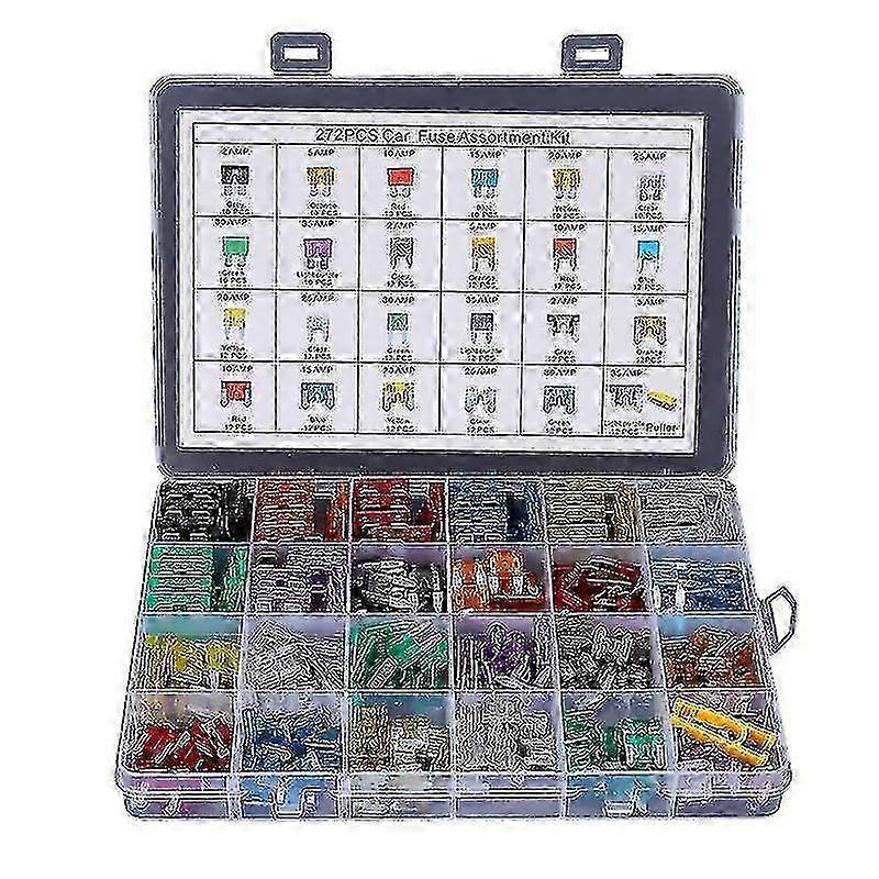 272pcs Automotive Fuse Set with Standard & Mini Low Profile Blade Fuses (2A/5A/10A/15A/20A/25A/30A/35A)