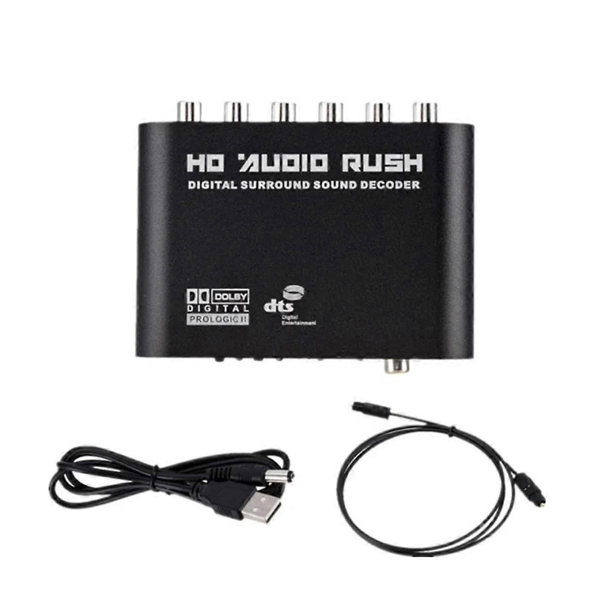 Digital to Analog 5.1 Audio Decoder Amplifier+Fiber Optic Cable SPDIF Coaxial to RCA AC3 Optical Analog Converter for TV