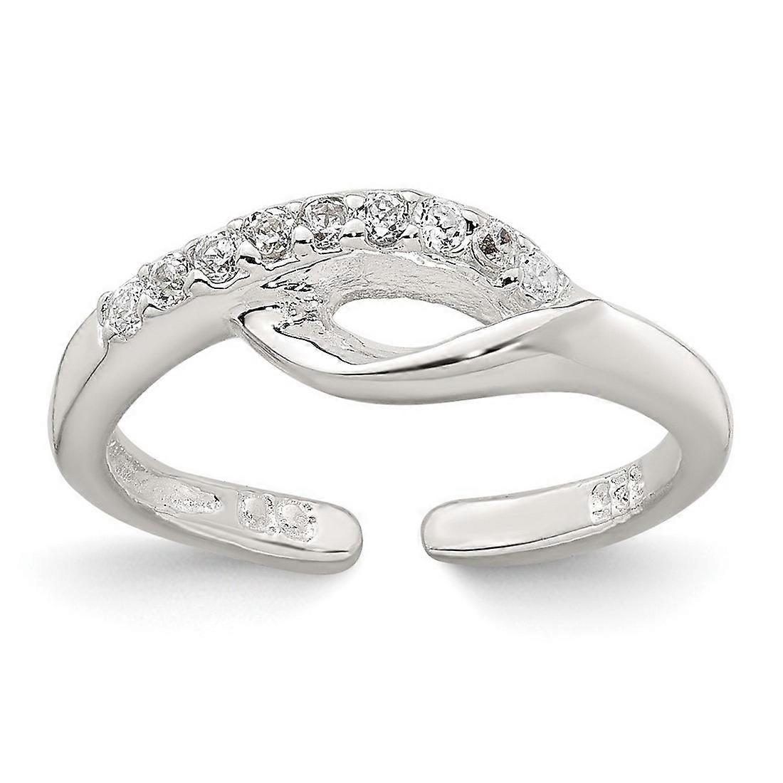 16.2mm 925 Sterling Silver Polished Fancy Cubic Zirconia Adjustable toe ring-toe ring for Women
