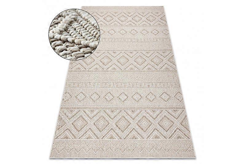Carpet JERSEY 19234 beige - Rhombuses, structural, loop BOHO