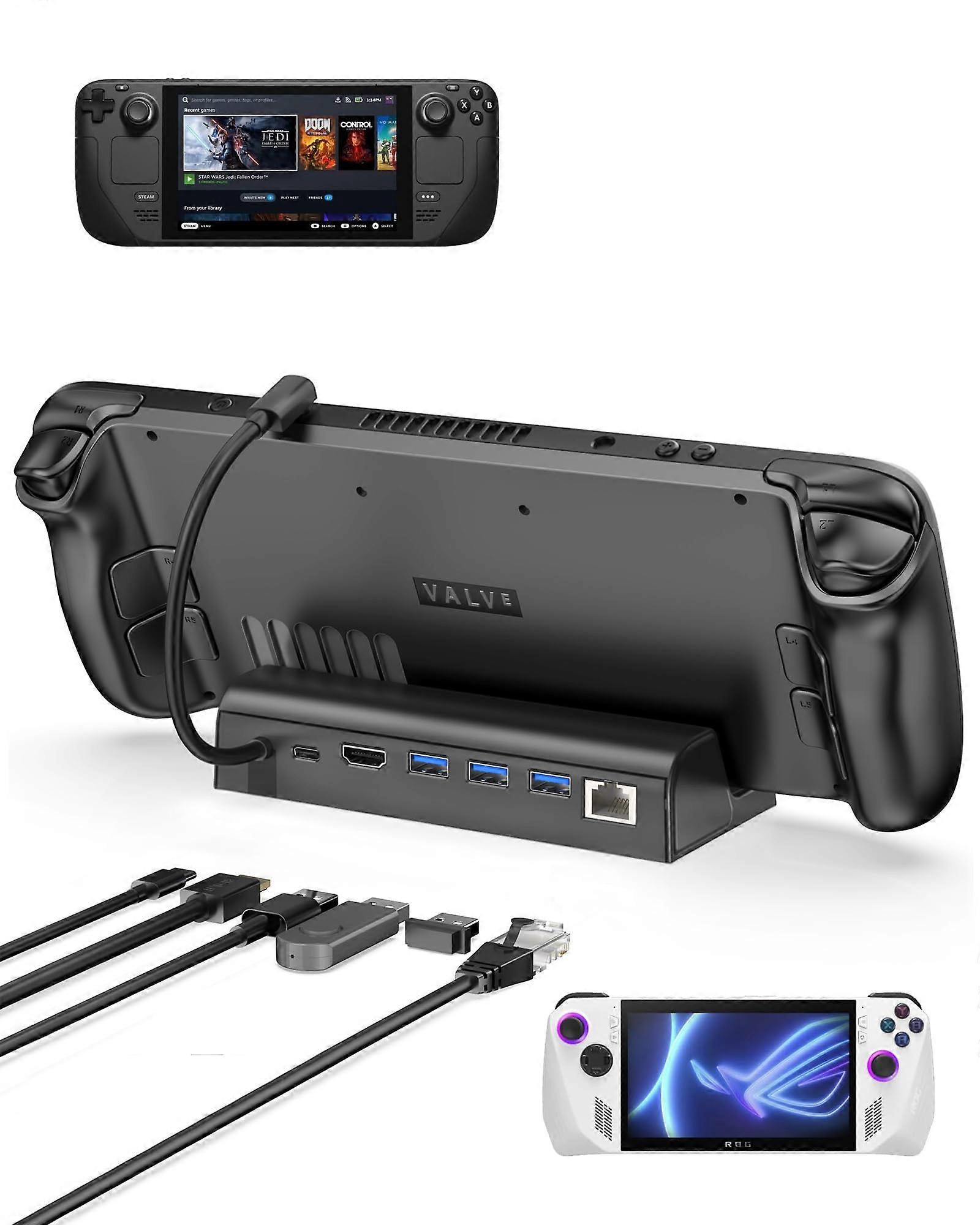 1 Dcking Sttin 6-in-1 for Ste Deck and ROG Aiy Compatible, Durable, Multi-Function Tool for Gaming Setup
