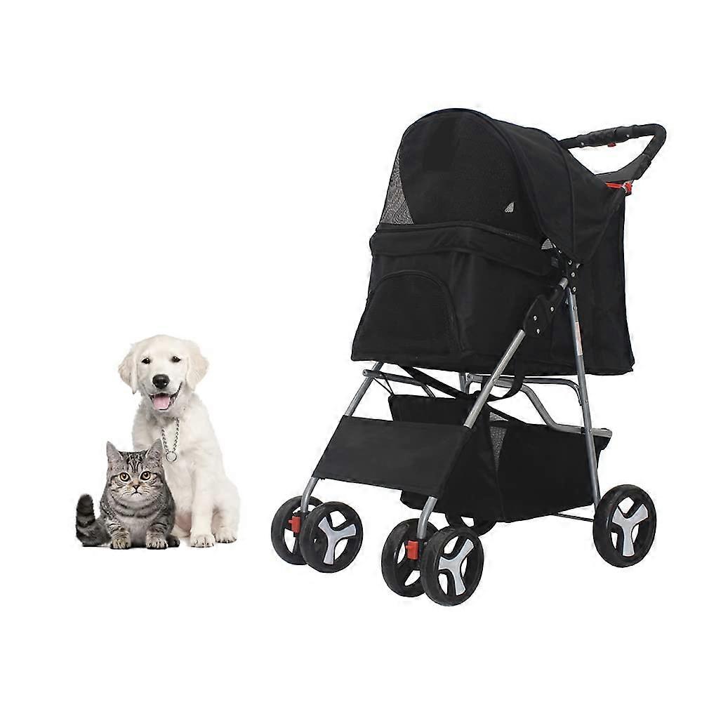 Dog Stroller Cat Stroller Pet Carrier for Cats Dogs Folding for Small Pets, 4 Wheels with Storage Basket