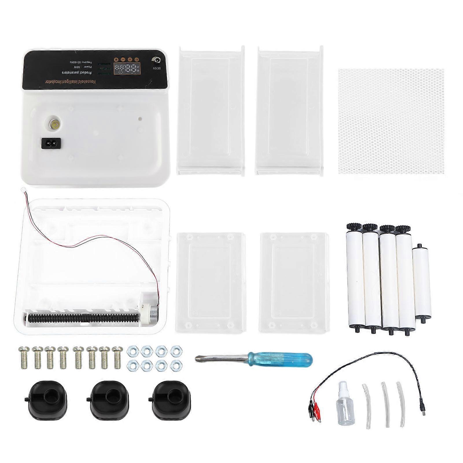 Egg Incubator Adjustable Automatic LED Light Double Power Supply Small Incubation Simulator for Chicken White