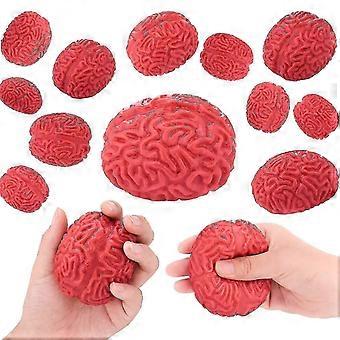 6 Stück Gehirn Stress Bälle Gehirn Splat Ball Gehirn geformte Spielzeuge Zombie Gehirn Bälle Rot Neuheit Fake Brain Gruselige Spielzeuge-yujia