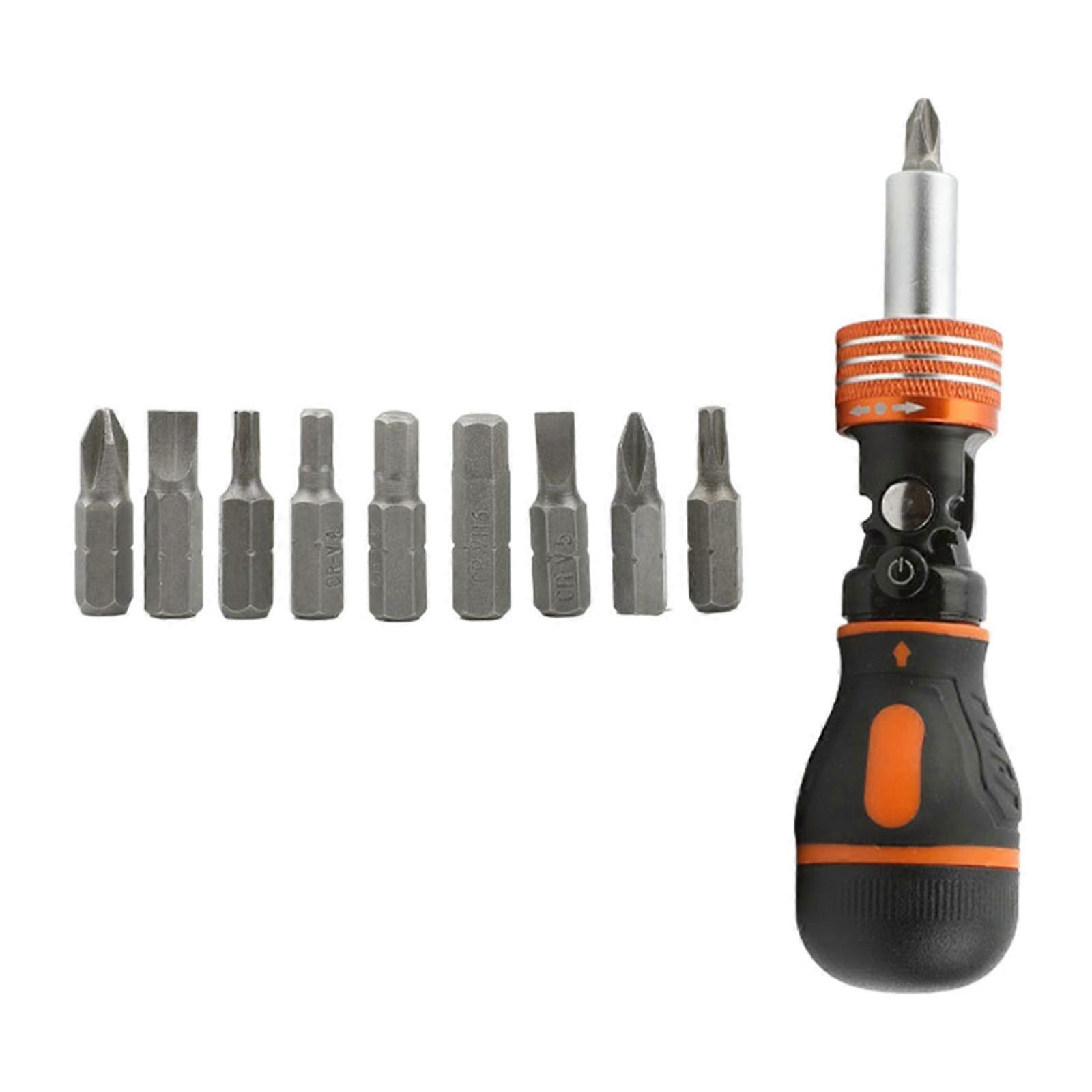 9 in 1 Multi-Bit Stubby Screwdriver Set Mini Magnetic Ratchet Screwdriver Bits Kit Socket Driver Screw Hand Tools
