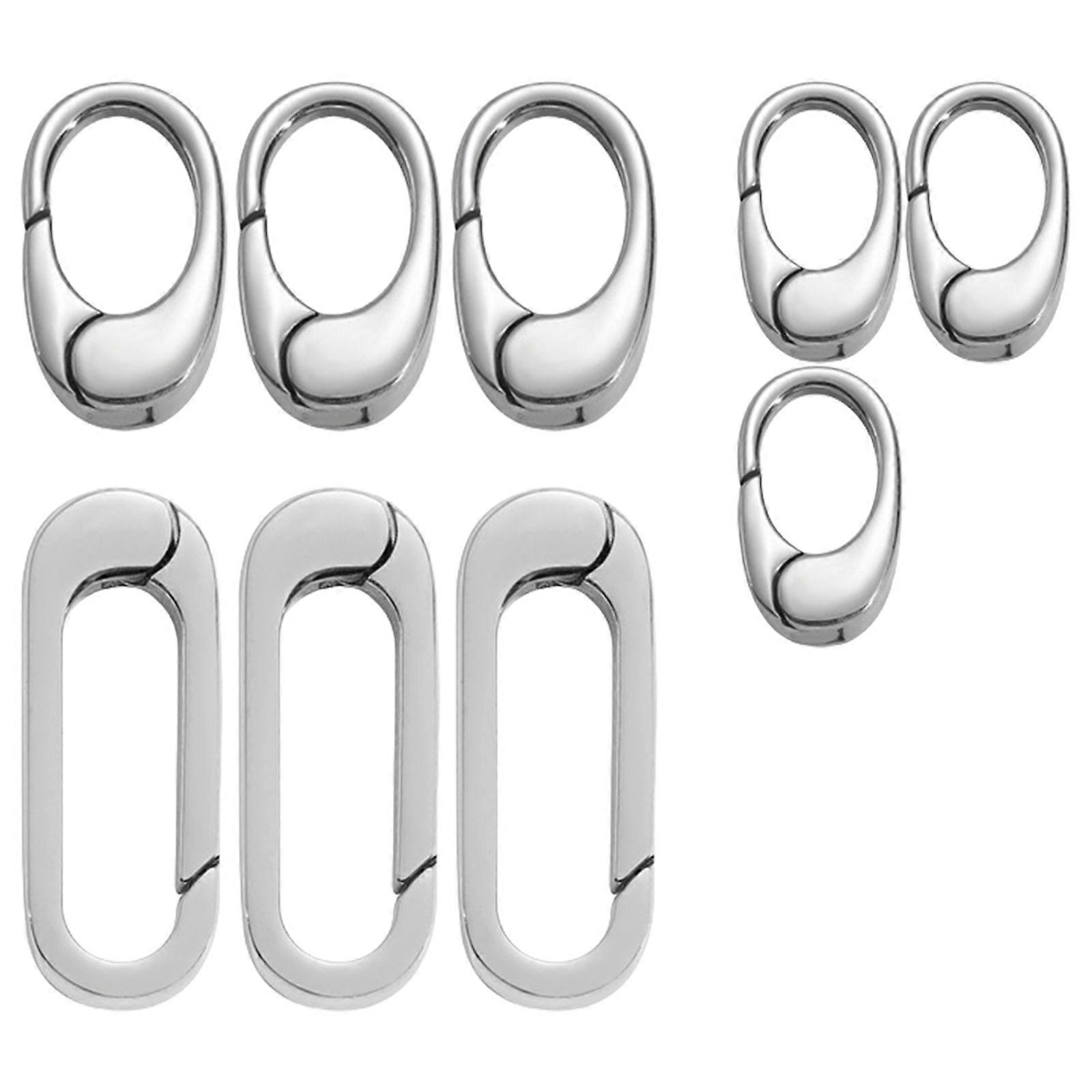 Set of 9 Oval Clasps for Jewelry Making Closed Spring Rings Metal Secure Closure Necklaces and Bracelets Connectors Multicolor