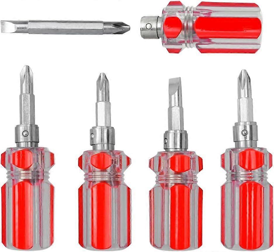 5 Pcs Mini Short Screwdriver Set for Sewing Machine 2 in 1 Magnetic Chrome Vanadium Flathead/Phillips Screwdriver with Interchangeable Double Bits for