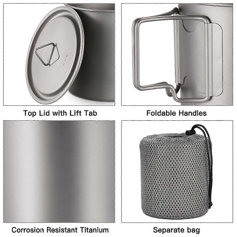 Ultralight Titanium Camping Cups Set 350ml & 650ml with Handle