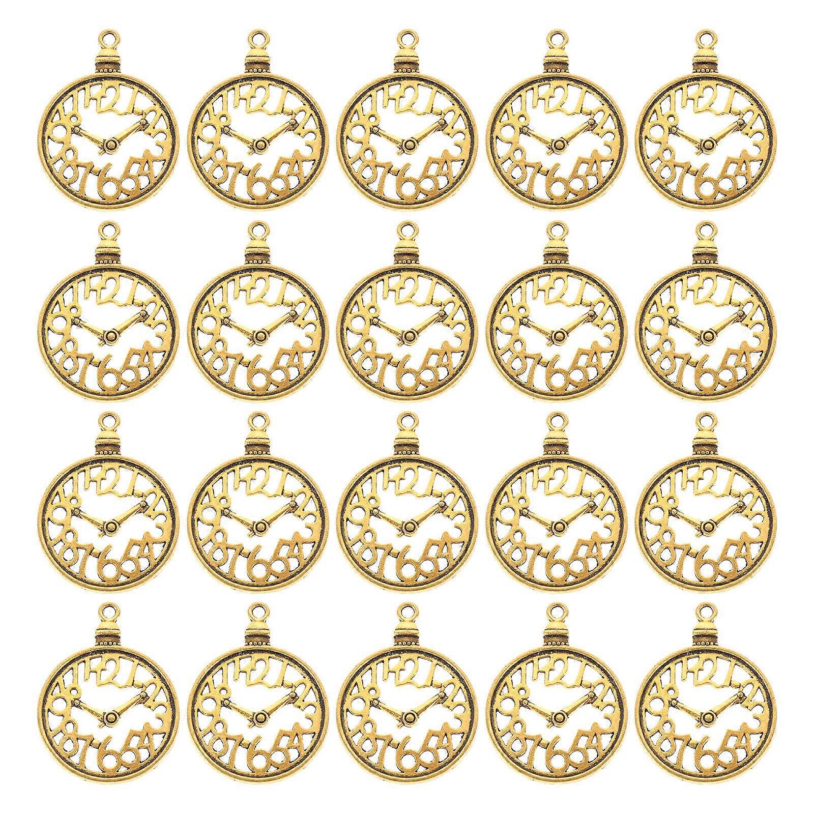 Retro Design Clock Shape Alloy Pendants for Jewelry Making Suitable for Diy Enthusiasts 60 Pcs