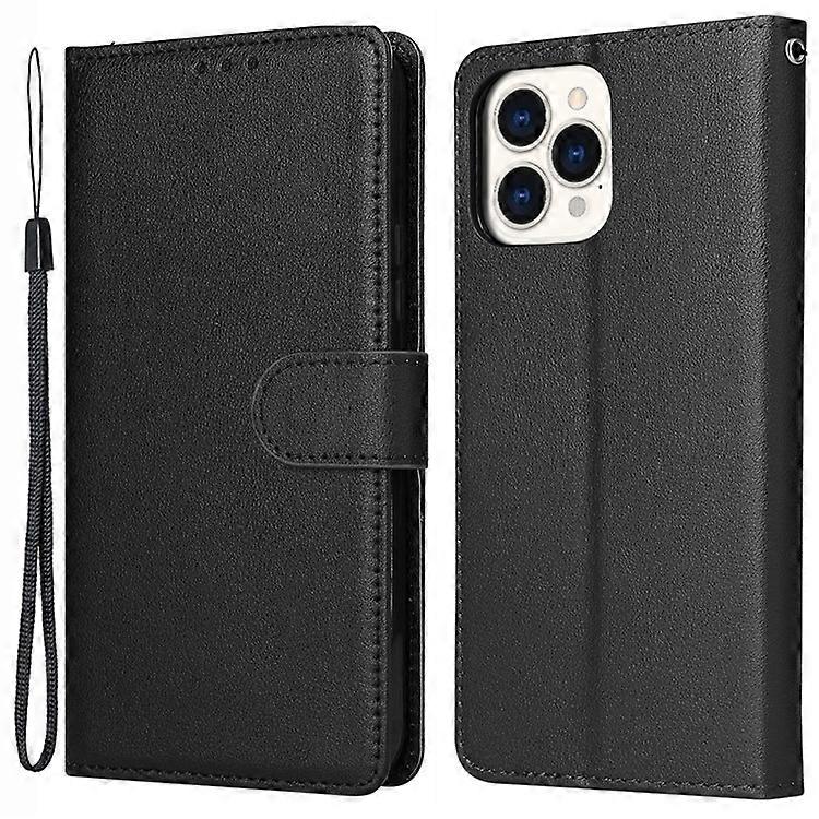 Compatível Para iPhone 13 Pro Max Capa de 6,7 polegadas Capa de Couro PU Carteira Flip Phone com Alça de Pulso