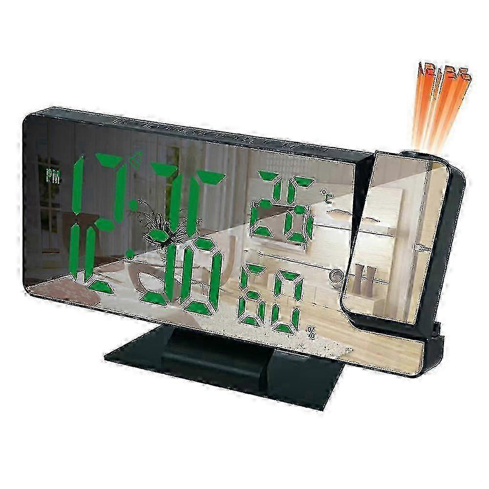 Projection Alarm Clock with USB, Digital Display, Temp & Humidity, Snooze, Bedside