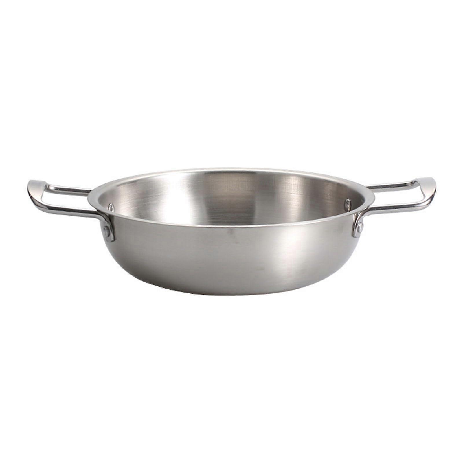 Stable silver wok pans doublehandle cooking pots paella pans with handle for easy carrying and even heat distribution Ref: 6317