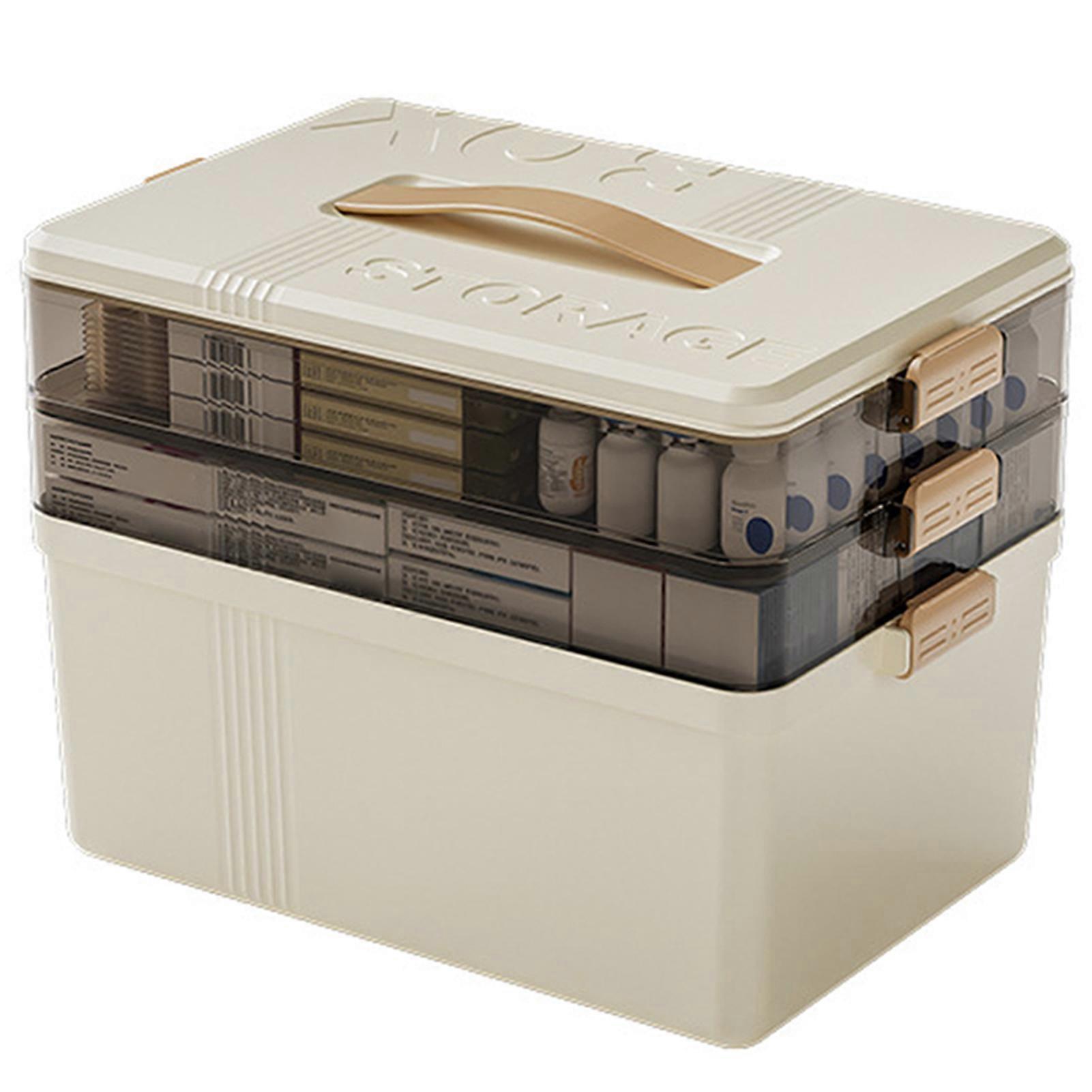 Medicine Box 3 Tier Design Lightweight Easy to Carry Stackable for Emergency