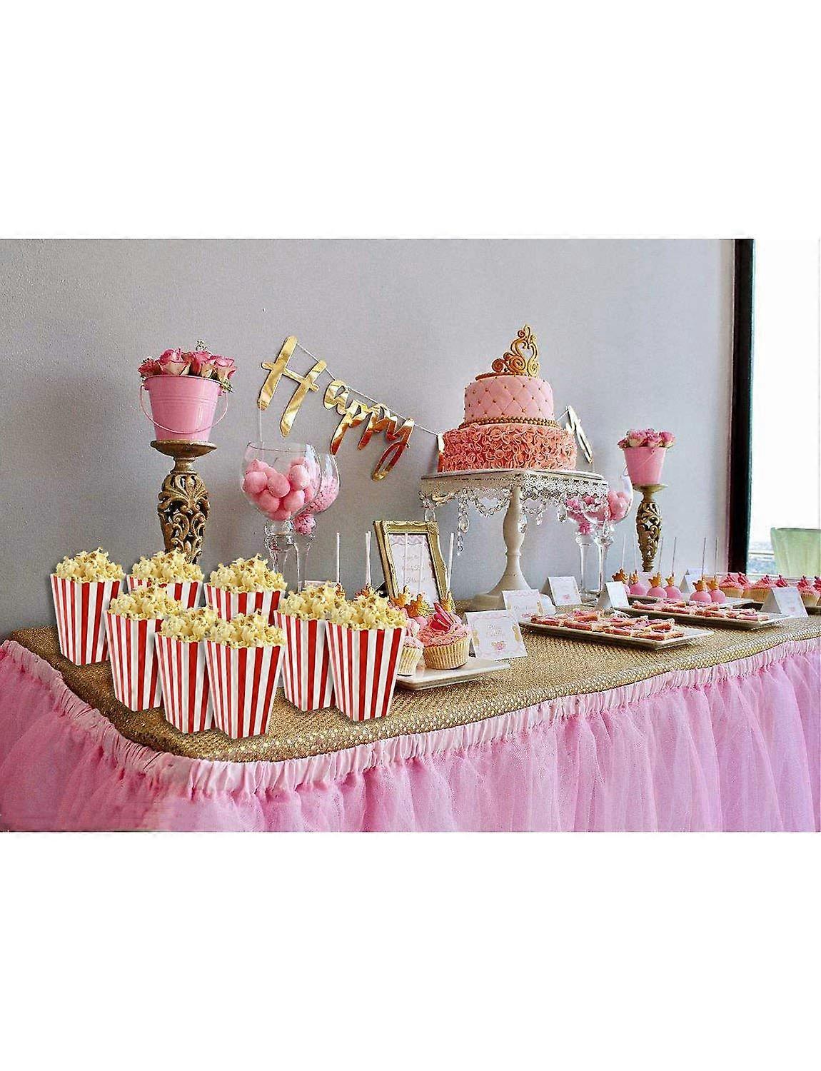 50PCS Popcorn Favor Boxes Striped Paper Popcorn Boxes Cardboard Candy Container for Birthday Theater Themed Parties Movie