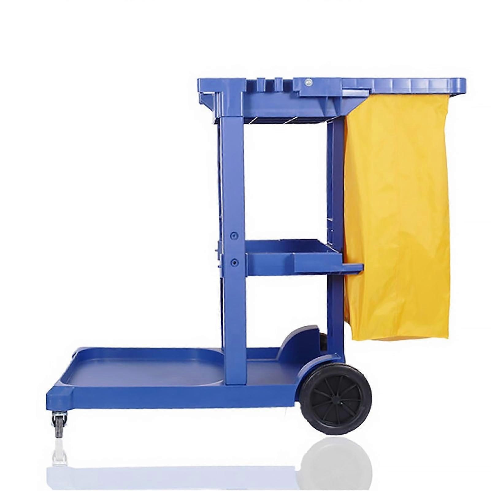 Cleaning Trolley On Wheels, Janitorial Cart, Commercial 3-Stage Utility Cart, Efficient Transport