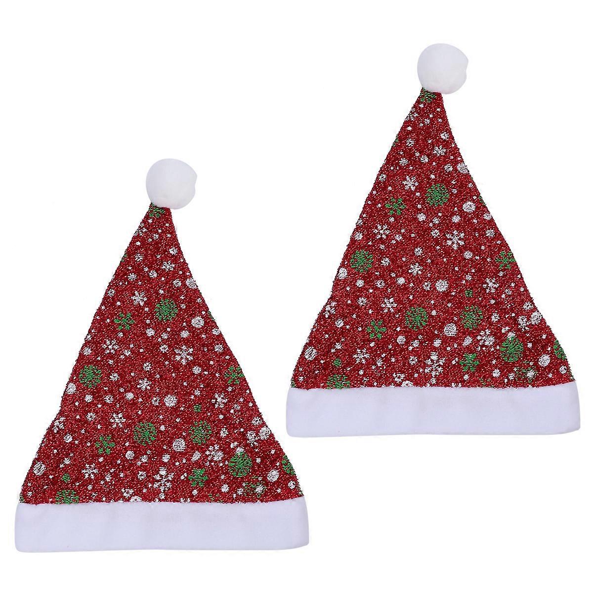 Snowflake Patterns Hat Christmas Party Decorations Stage Performance Red 40x28cm 2Pcs