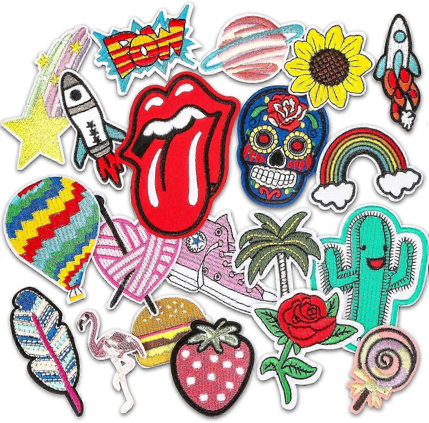 Iron-on patches, 20 pcs Floral Patches for Clothing, Decorative Appliqu�� Patches for Various Brand Apparel
