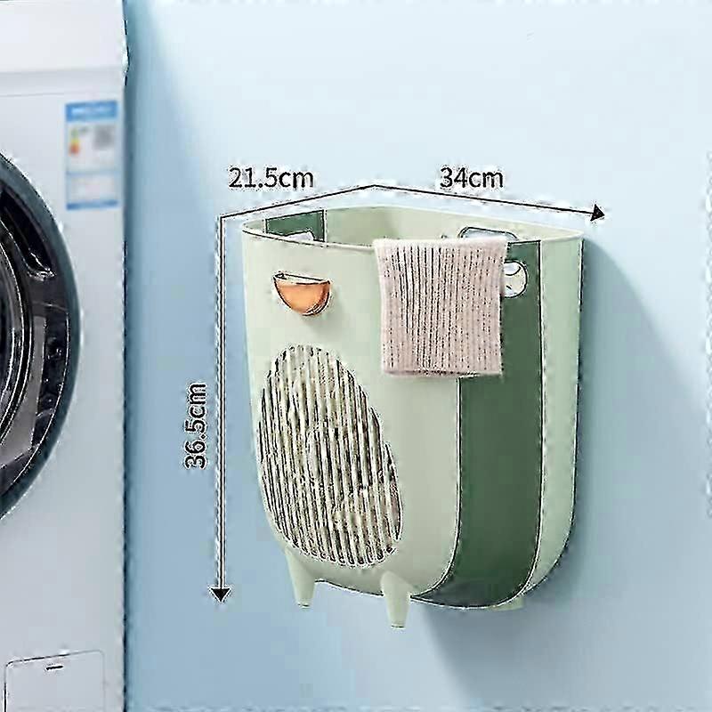 Large Foldable Wall-Mounted Laundry Basket with Handle (Color: E, 32cm)