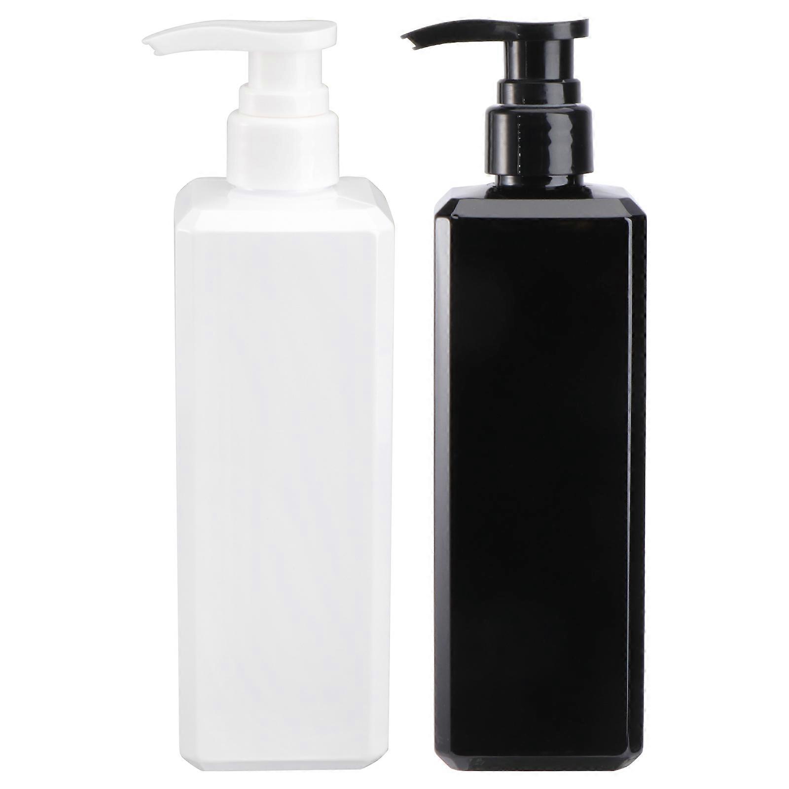 Square Pump Bottle Soap Bottles Shampoo Bottle Lotion Pump Bottle Home Use 500ml 2Pcs