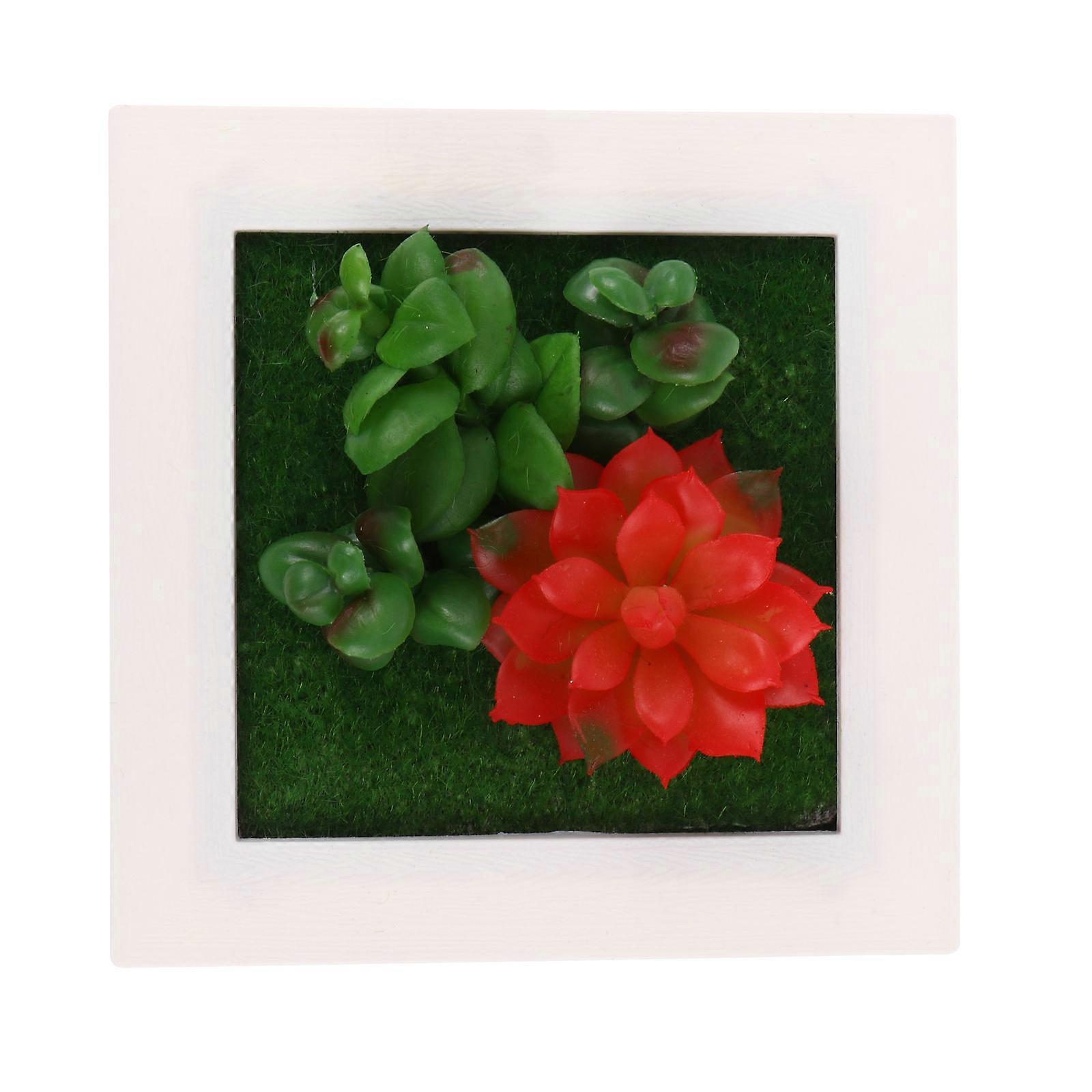 Artificial Small Plants Square Photo Frame Wall Art Ornament Red 15.5X15.5CM Wall Hanging Decoration 1Pack
