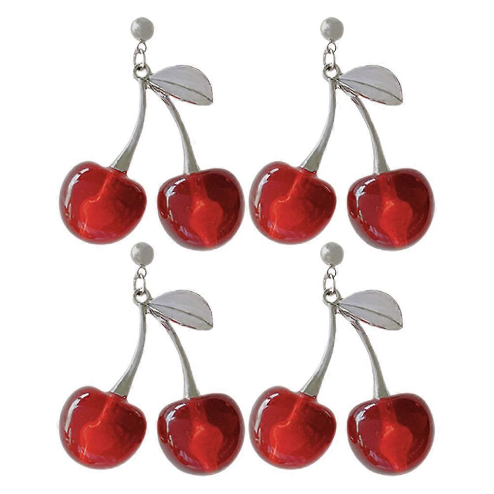 Pretty Earrings Fruit Dangle Dangle Earrings Red Round 2Pairs