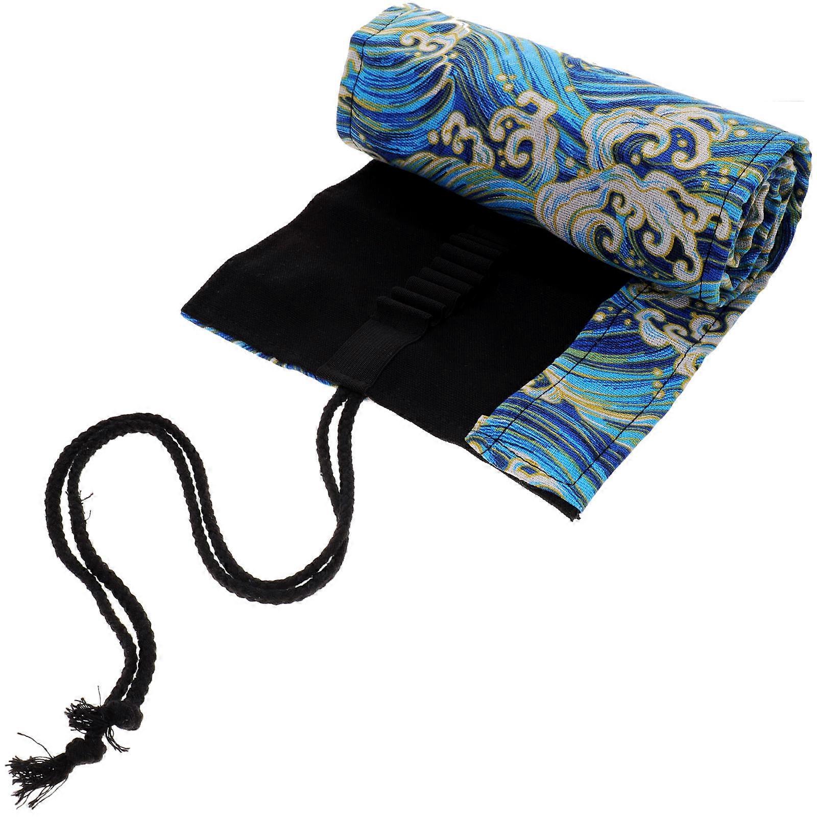 Pencil Pouches Linen Roll-Up Tool Bag for Pen Office Use 1Pcs