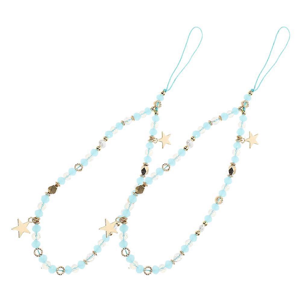Beaded Phone Lanyard Strap with Star Pendant Stylish Multi Functional Mobile Chain for Women, Compatible with Various Models