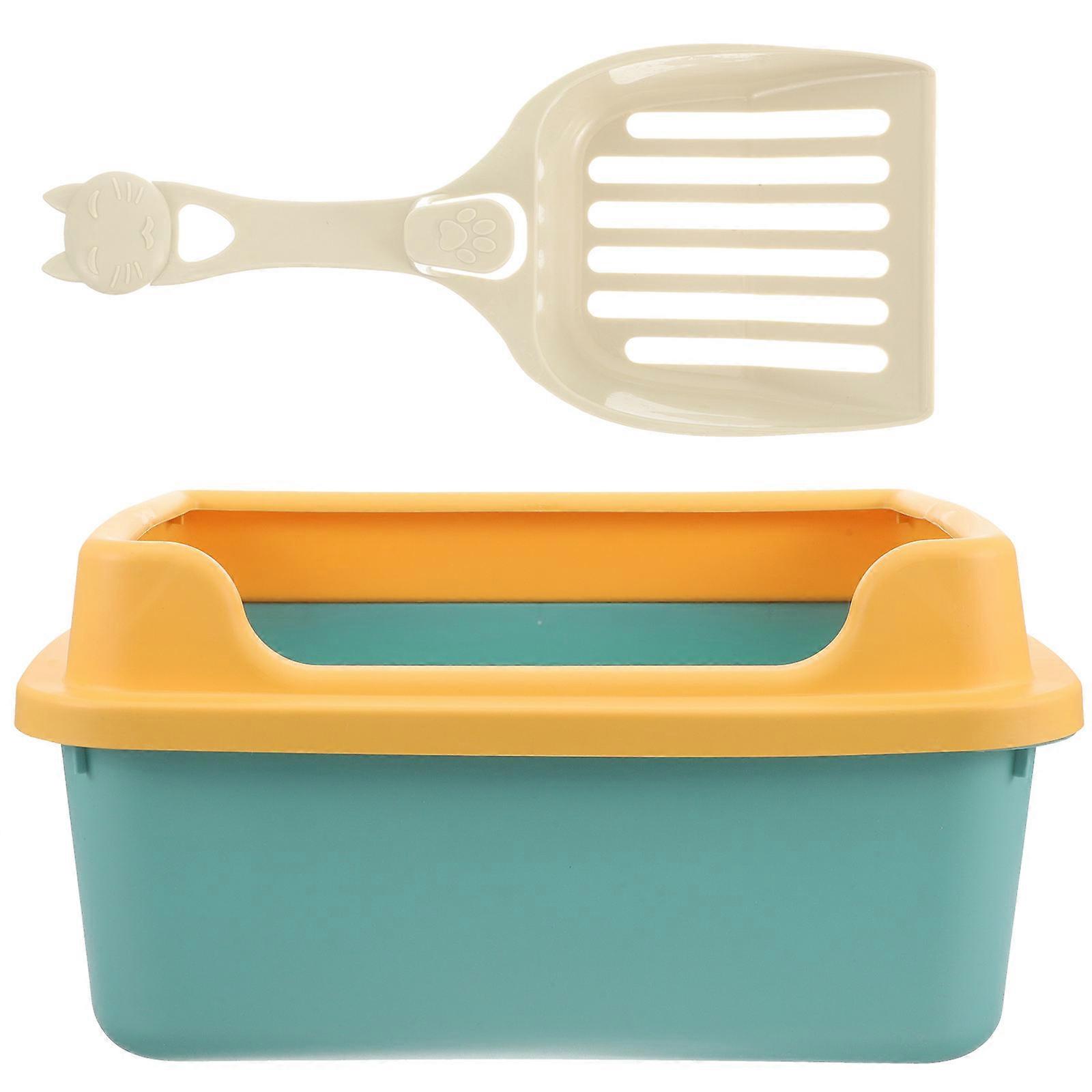 Cat Liter Box Simple Litter Box Odor Prevention Semi Enclosed Room 38x29cm 1Set