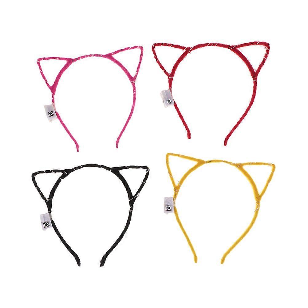 Headband Light Plastic Cat Ear Hairbands Decorative Lighting Performance Stage 4Pcs