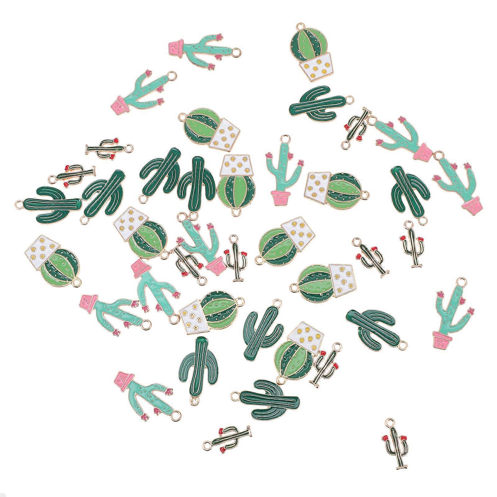 Cactus Charms for DIY Jewelry Crafts 40PCS Alloy Multi Color Pendants