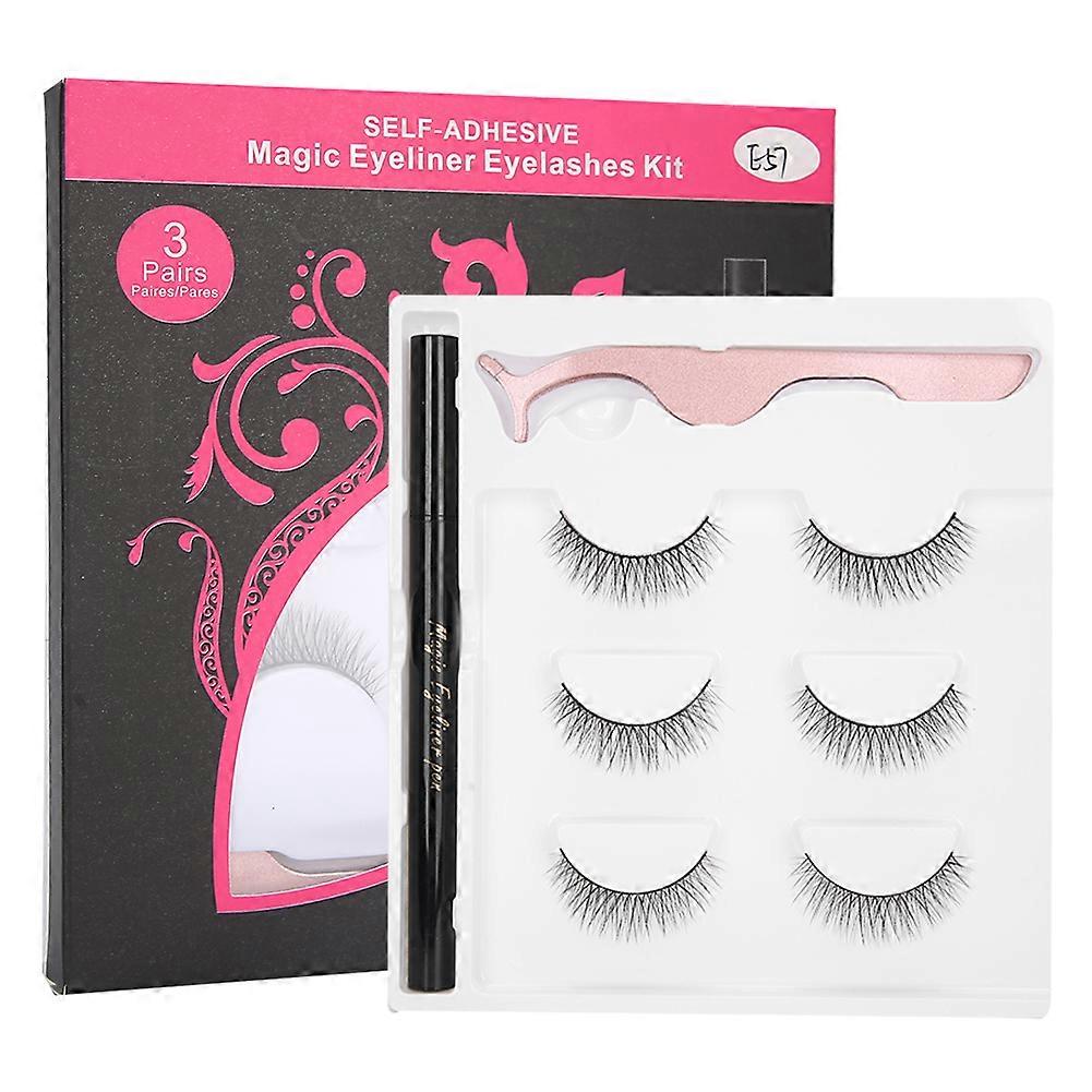 Selbstklebender Eyeliner Flüssiger Eyeliner Falsche Wimpern Pinzette Make-up Tool Set (E57 Black Ask)
