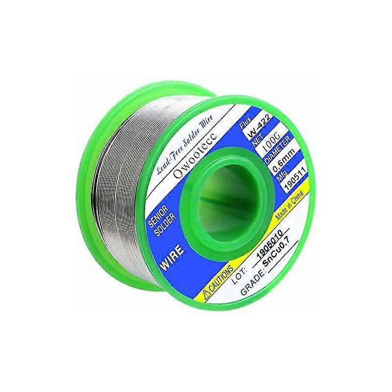 0.6mm Solder Wire for Soldering Tin Sn 99.3%, Cu 0.7% with Rosin Core for Electrical Soldering, 100g